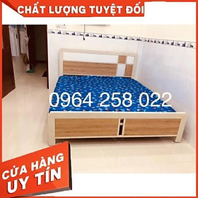 Giường sắt phối gỗ cao cấp ngang 1m6 dài 2m sài gòn