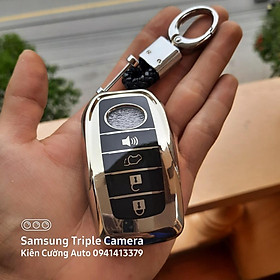 Bao chìa khoá ô tô Camry 4 nút silicon mạ crom Full hộp
