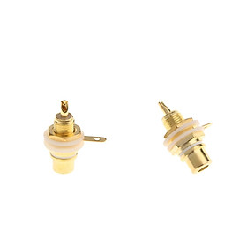 2x Gold Plated RCA Jack / Socket Audio Video Female Cable Connector White