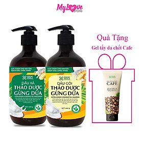 Combo Dầu Gội Xả Gừng Dừa Hữu Cơ Cocayhoala Ngăn Rụng Tóc Kích Thích Mọc Tóc - Giảm Gàu 440g + Tặng Gel Tẩy Da Chết Cafe Cocayhoala Sáng Da Sạch Mụn - Tăng Hấp Thụ Dưỡng Chất của Da - Chiết Xuất Cafe