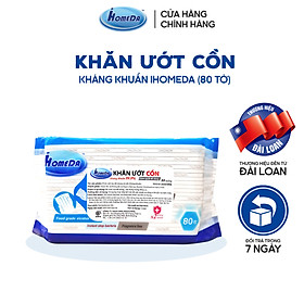 Khăn ướt cồn kháng khuẩn cao cấp iHomeda ( Gói 80 Tờ) - iHomeda Premium anti-bacteria alcohol wipes ( 80 sheets per package)