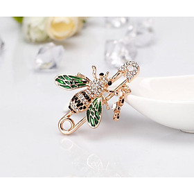 Cài áo thời trang ong cánh xanh đính đá GC261