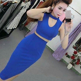Set ao croptop khoet ngực cá tính