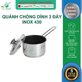 Quánh bột chống dính 3 đáy inox 430 Fivestar bếp từ nắp kính ( 14cm )