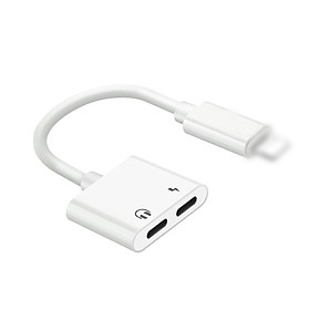 2 in 1 Charging Cable Splitter Earphone Cable Audio Adapter IOS Audio Headset Charger Converter Compatible with iPhone