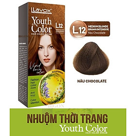 (Nâu Chocolate) Kem Nhuộm Tóc Màu Thời Trang Lavox Youth&Color L12 - Màu Nâu Chocolate