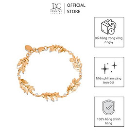 Lắc Tay Danny Jewelry Bạc 925 Xi Rhodium/Vàng hồng Lá Nguyệt Quế Đính Đá CZ LT006