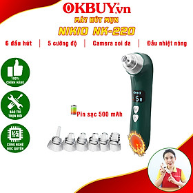 Máy Hút Mụn Cầm Tay Nikio NK-220 - Camera Hỗ Trợ Soi Da - Có 6 Đầu Hút Cải Tiến Mới, Hút Sạch Mọi Loại Mụn - Pin Sạc Tiện Lợi