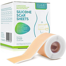 Silicone Scar Dressing để  lá từ vết sẹo silicone cho sinh mổ, phẫu thuật, bỏng, sẹo, sẹo do mụn trứng cá (1,6 x 60 inch - 1,5m)