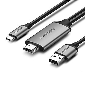 Hình ảnh Cáp chuyển đổi USB-C dương Sang HDMI âm có cổng USB cấp nguồn dài 1.5m màu Xám Ugreen TC50544CM183 Hàng chính hãng.