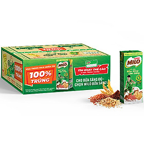 Sữa Lúa Mạch Nestlé MILO Bữa Sáng Thùng 36 Hộp x 180ml (12 x 3 x 180ml) - Phiên bản khuyến mãi 100%