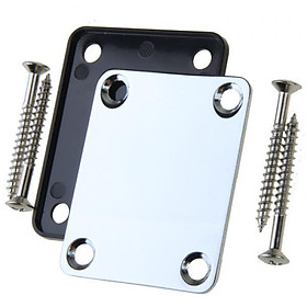 4X Chrome Plated Neck Plate with Screws for    Electric Guitar