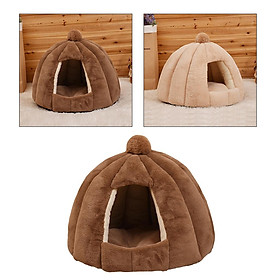 Pet Dog Cat Bed Soft Warm Kennel Mat Pad Blanket Tent Khaki 48x40cm