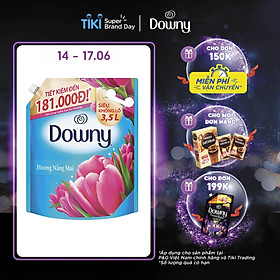 Nước Xả Vải Downy Nắng Mai (3.5L/ Túi) - Giữ quần áo tươi mới - Hương thơm tươi mới kéo dài