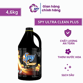 Nước giặt xả SPY Ultra Clean Plus can 4,6 kg 2 trong 1 Sạch sâu Thơm lâu Diệt khuẩn