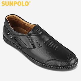 Giày Mọi Nam Da Bò Cao Cấp SUNPOLO LSU007 Có size 45,46 (Đen, Nâu)