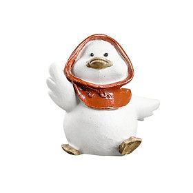 Duck Figurine Small Duck Statue Desktop Ornament Decorative Cute  Clay Sculpture for Bedroom Housewarming Living Room Entryway Tearoom