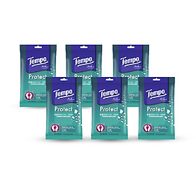 Combo 6 gói Khăn giấy ướt diệt khuẩn Tempo Protect Wet Wipes Gói 10 tờ