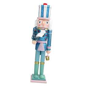Xmas Wooden Nutcracker Soldier Figure 36cm Wood Doll for House Warming Party