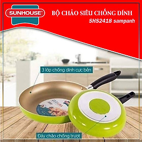 Mua Chảo cặp nhôm trơn cạn phi 18 + 24 xanh