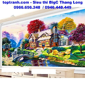 Mua Tranh thêu chữ thập ngôi nhà mơ ước ven hồ 88888 chưa thêu