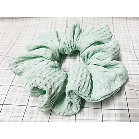 Cột tóc scrunchies vải dày màu xanh ô kẻ