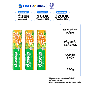 Combo 3 Kem Đánh Răng Closeup Detox Trắng Răng Dầu Quất 230g