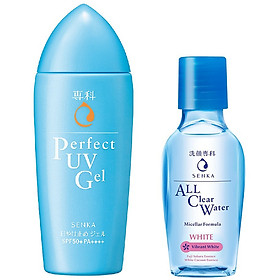 Combo Gel Sữa Chống Nắng Senka Perfect UV Gel 80ml Và Nước Tẩy Trang SENKA A.L.L. CLEAR WATER Micellar Formula White 70ml