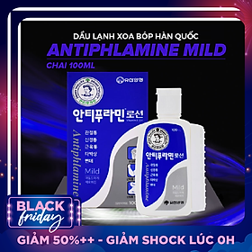 Dầu Lạnh Xoa Bóp Massage Hàn Quốc Antiphlamine Mild màu xanh - Đau nhức cơ thể, giúp da mềm mại - Chai 100ml