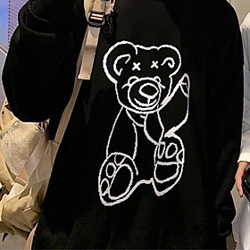 Áo sweater nỉ unisex form rộng hoodie street style nam nữ ulzzang hottrend hình in gấu phản quang cực chất