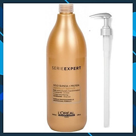 Dầu xả tóc L'oreal Gold Quinoa + Protein Absolut Repair diêm mạch vàng phục hồi tóc hư tổn 1000ml