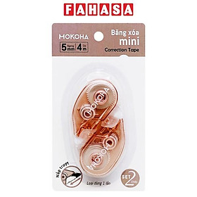 Bộ 2 Băng Xóa Kéo Mini - 5 mm x 4 m - Mokoha M-CT001 - Màu Hồng Cam