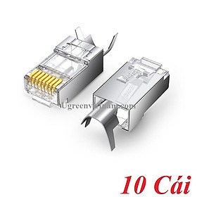 Hạt đầu bấm mạng bọc inox Cat7 UGREEN 70316 thiết kế đuôi kẹp cố định vào cáp cao cấp - Hàng chính hãng