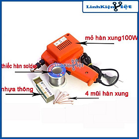 Mỏ Hàn Xung 220V-100W (Tặng 01 thiếc OK 100g, 01 hộp nhựa thông, 03 mũi hàn xung)