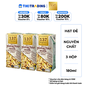 [HSD: 2026-12-08] Lốc 3 hộp Sữa hạt Hạt dẻ Nguyên chất 137 DEGREES 180ml