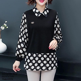 Nh10920-ÁO KIỂU NỮ PHỐI BI TAY DÀI