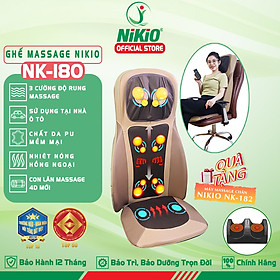 Đệm, Ghế massage Toàn Thân Nikio NK-180 - Máy Mát Xa Lưng Chuyên Sâu, Hỗ Trợ Xoa Bóp Cổ Vai Gáy, Công Nghệ Xoa Bóp Dây Ấn, Rung Và Nhiệt Nóng - Cải Thiện Đau Mỏi Toàn Thân - Sử Dụng Được Trên Ô Tô - Màu nâu