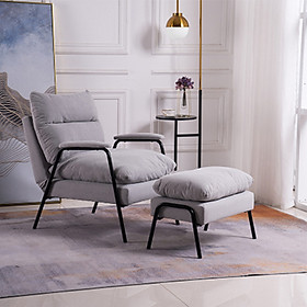 Mua Ghế Sofa Thư Giãn Có Dựa Lưng Điều Chỉnh Thông Minh Kèm Đôn Gác Chân - Ghế Nằm Thư Giãn Nệm Nỉ Chân Sắt Đen Cao Cấp
