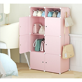 Mua Tủ nhựa đựng túi xách lắp ghép 8 ô(2 ô nhỏ) màu hồng kèm móc treo