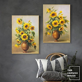 Mua Tranh Canvas Bình Hoa Hướng Dương (Hình thật tại xưởng - Đã có khung  móc  đinh treo) - The Canvas House - T2HD