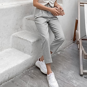 [Made in VietNam] Quần Tây Nữ QuDu Lưng Cao Màu Trắng Đen Xám Kiểu Baggy Hàng Thiết Kế Che Khuyết Điểm