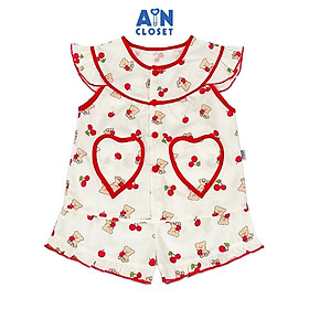 Bộ quần áo Ngắn bé gái họa tiết Gấu Táo Đỏ cotton - AICDBGTWX4DE - AIN Closet