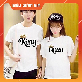 Áo thun Cặp Đôi Nam Nữ Couple King Queen , in áo đôi theo yêu cầu