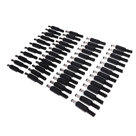 50pcs 2.5*5.5mm 2.5mm DC Power Male Plug Soldering Connector Plastic Cover Black