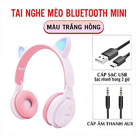 Mua Tai Nghe Chụp Tai Bluetooth 5.0 Không Dây Hình Tai Mèo Phát Sáng Headphone Bluetooth M6 Dễ Thương Bass Cực Ấm