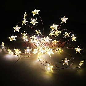 Đèn đom đóm fairylight hình ngôi sao 3m 20 bóng chạy pin AA Sáng Ấm