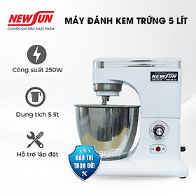 Máy đánh kem trứng Newsun để bàn 5 lít với bộ 3 càng đánh chuyên dụng đa năng - Hàng chính hãng