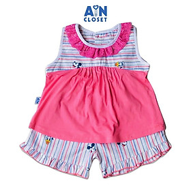 Bộ quần áo Ngắn bé gái họa tiết Chuột Kẻ Nhí Hồng - AICDBGCALV9T - AIN Closet