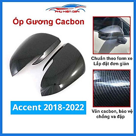 Ốp gương Accent 2018-2019-2020-2021-2022 vân Cacbon bảo vệ chống trầy trang trí làm đẹp xe