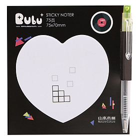 Giấy Note Tim - Kèm Bút Bubu BLTP-0051 - Hình Ô Vuông